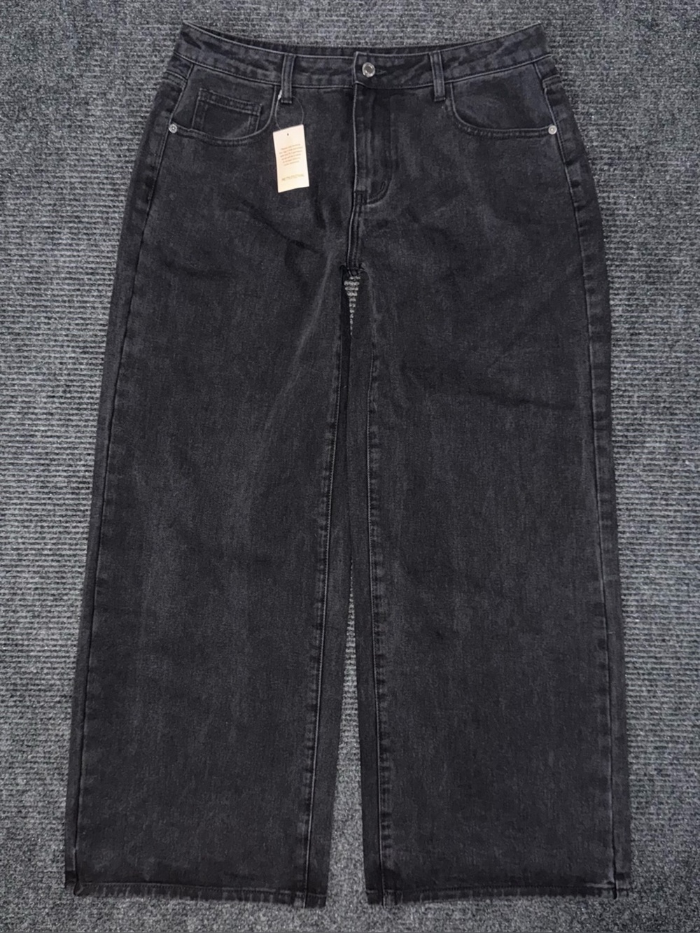 PrettyLittleThing NWT Black Low Rise Wide Leg Jeans Sz 8 Baggy Relaxed Chic
